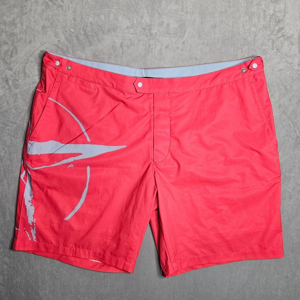 B Draddy Swim Trunks Mens XXL Pink Mesh Lined Graphic Print Owen Shorts‎ Golf
